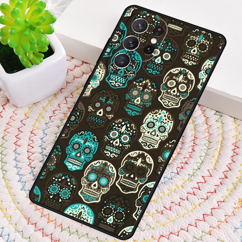 Mexican Skull Flower Silicone Phone Case For Samsung Galaxy note 10 pro S26 S25 S24 S23 S22 S21 Plus S25Ultra Capa Cover