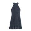 Women's Beaded Halter Neck Sleeveless Dress - 2024 Autumn/Winter Fashion Style