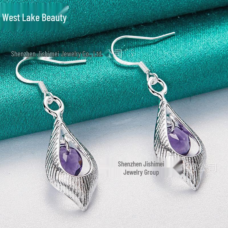 

Серебряные серьги-подвески с цирконом в форме капли и ромба для женщин - Ювелирные изделия «Красота Западного озера»