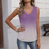 Women's Fashionable Sleeveless Vest With Pleats, V-neck, Tie- Gradient Color, Loose Fit, Flowy Summer Top