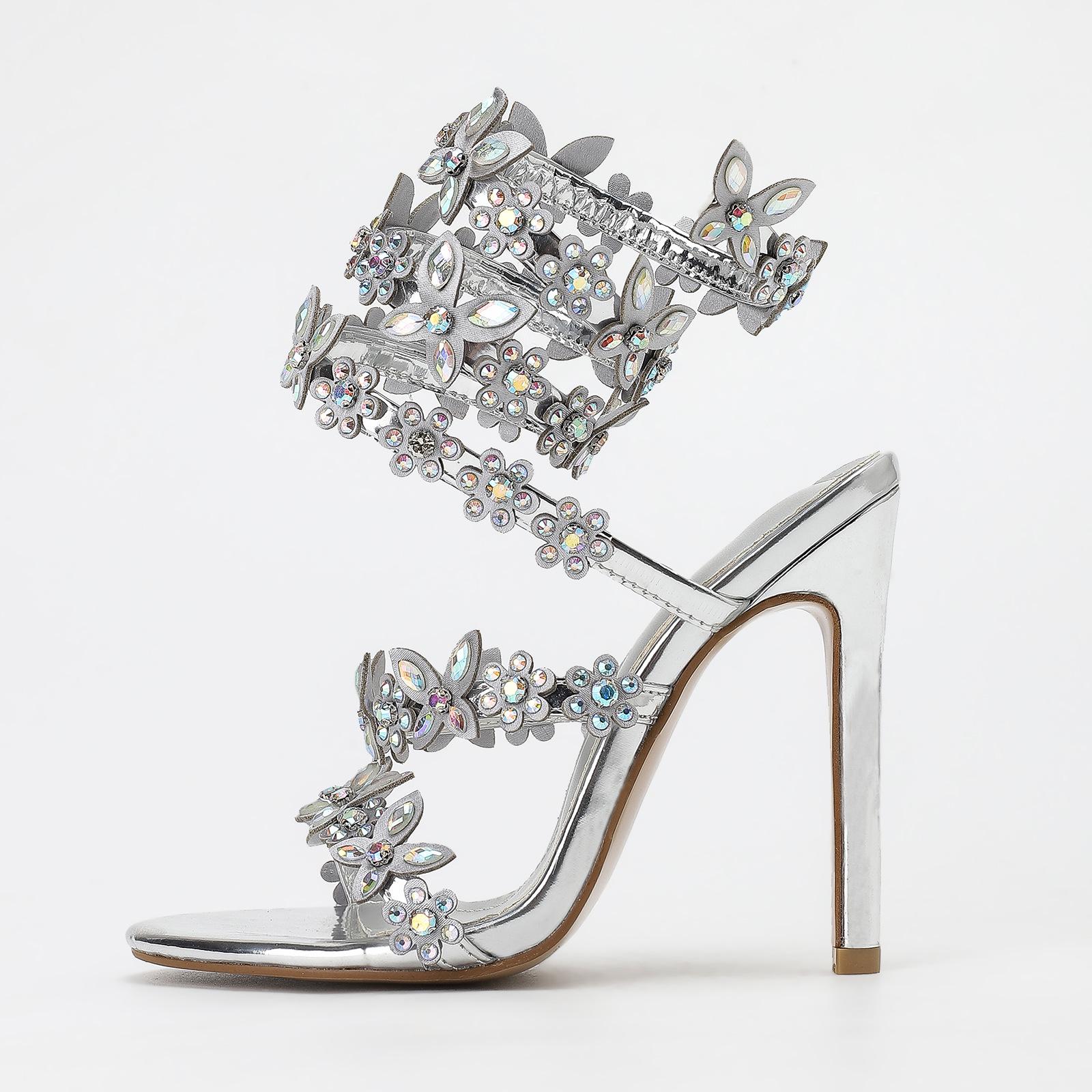 Black & Gold Satin Rhinestone Stiletto