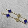 Fashion Four-leaf Clover Bracelet Five-flower Female Hot Stamping Blue Mother-of-pearl 18k Rose Gold High Version CNC Bracelet