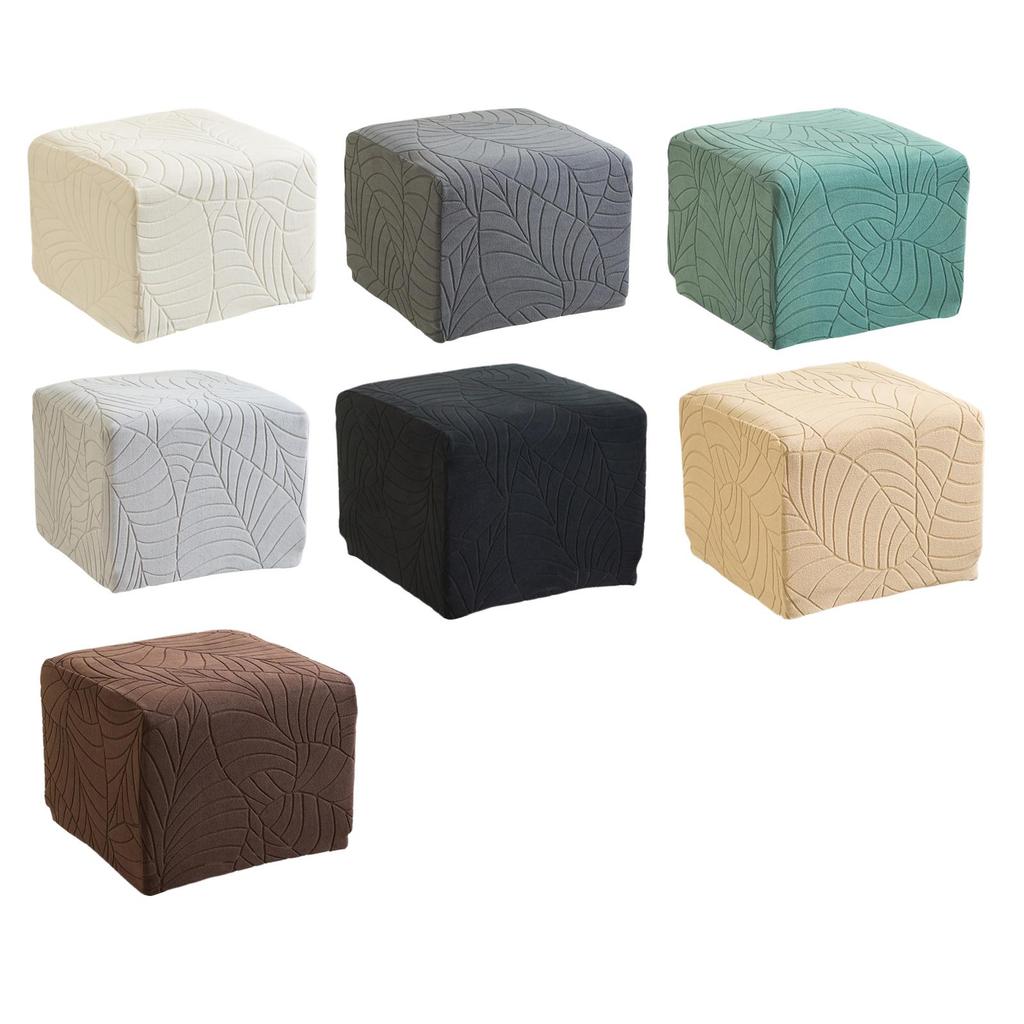 Stretch Ottoman Slipcover Polyester Elastic Footstool Protector Home Decor Cover for Living Room Stool