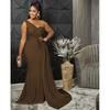 X5819 European & American Fashion Solid Color Long One-Shoulder Party Bodycon Dress for Women
