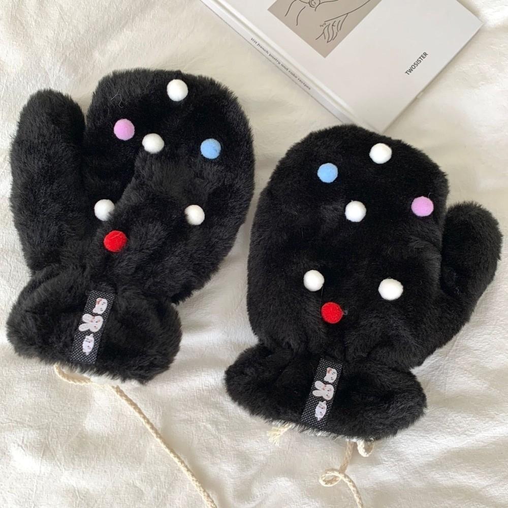 Fleece Lined Fleece Lined Gloves Polyester Windproof Winter Gloves Plush Mitten Gloves Student