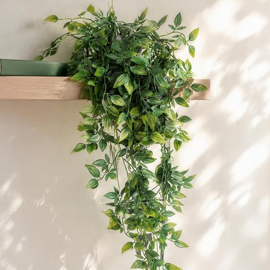 Realistic Artificial Plants for Bedroom Hanging Indoor Home Decor, Plastic Potted Office Living Room Kitchen Bathroom Wall Decoration, No Maintenance