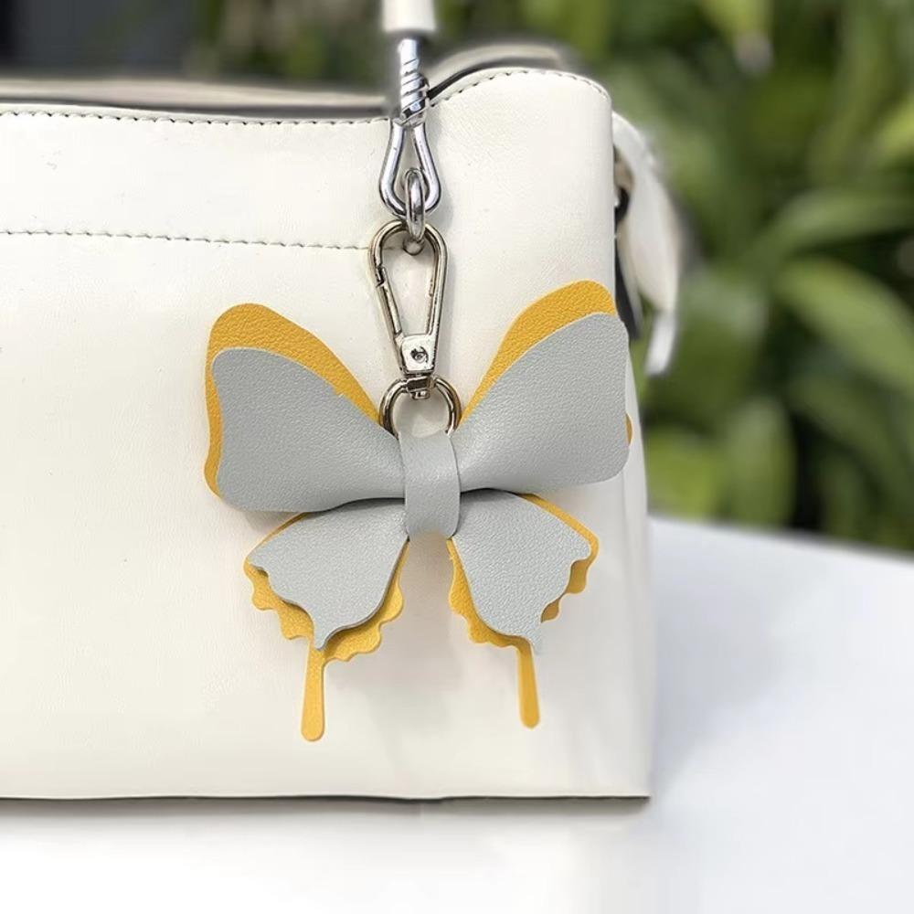 Retro Colorful Butterfly Pendant Keychains Leather Exquisit Backpack Decoration Accessories Personalized Bag Pendant