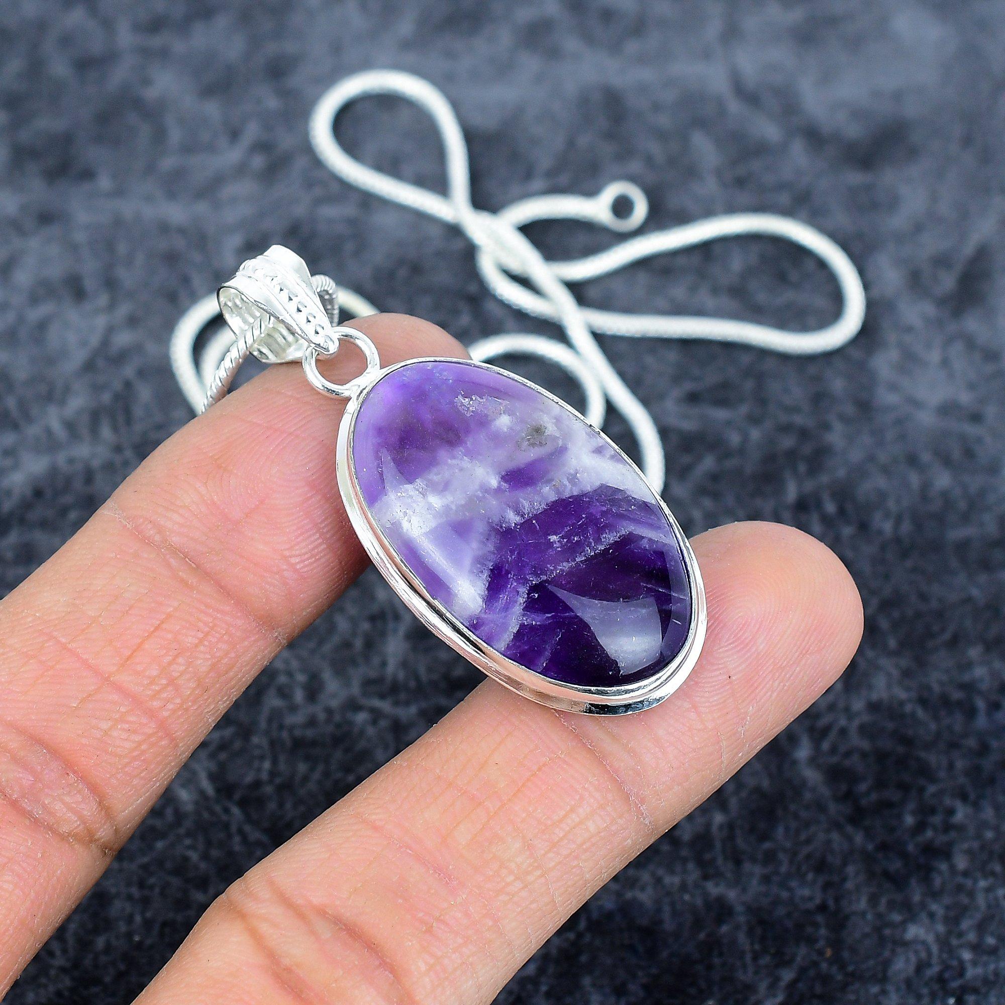 

Chevron Amethyst Gemstone 925 Sterling Silver Jewelry Pendant 1.97 M-2865