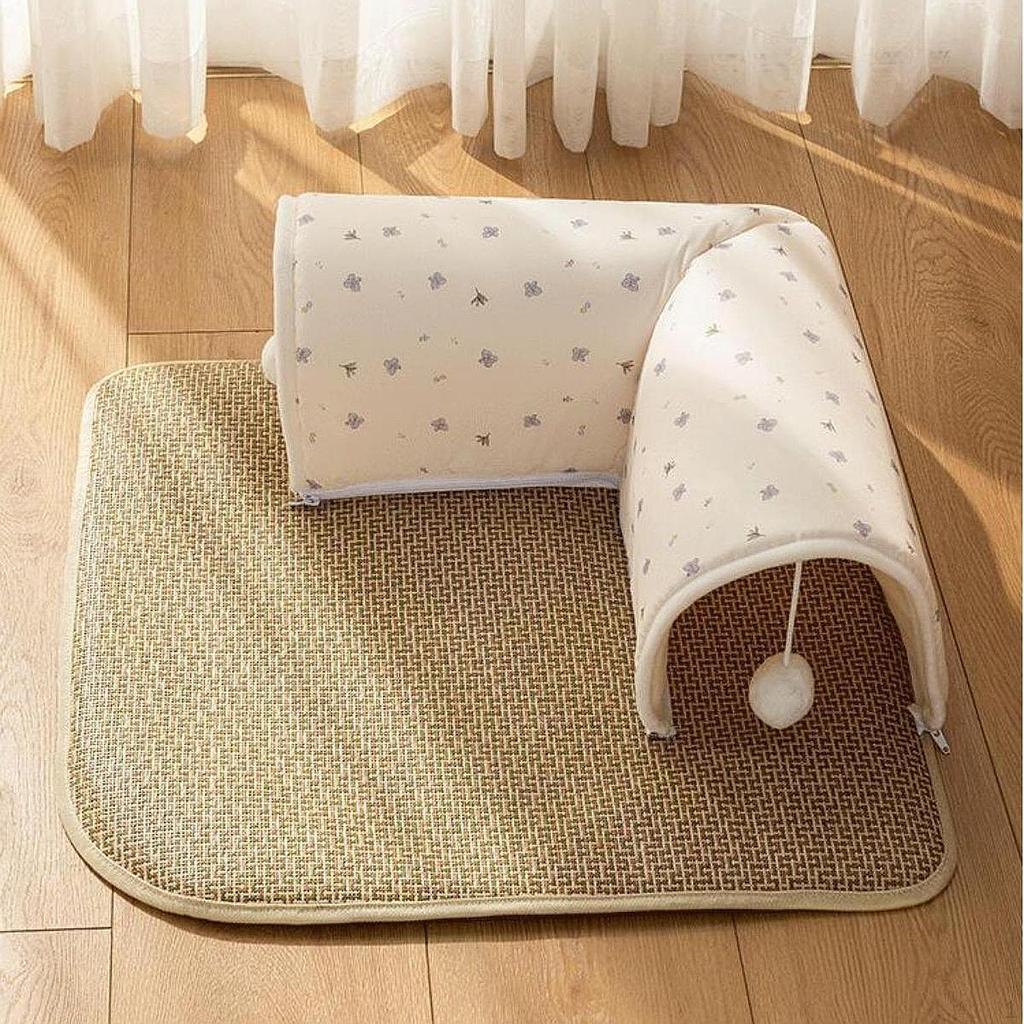 Tunnelbett Versteck mit abnehmbarer Matte Spielgehege Interaktives Spielzeug Hütte für Kaninchen Kleintiere Outdoor