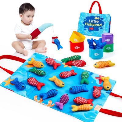 MIRAIMAX Montessori Pädagogisches Stoff Angelspiel Set mit Stapeln für Alter und Multifunktionales Zuordnen und Fingerspitzen Ideal für Frühes Baby Fördert