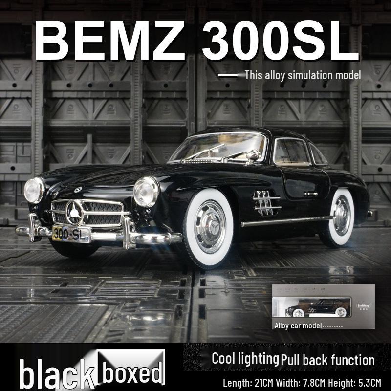 

Jinlifang 1901-380 Модель классического автомобиля Mercedes-Benz 300SL из сплава с дверями «крыло чайки». чёрный