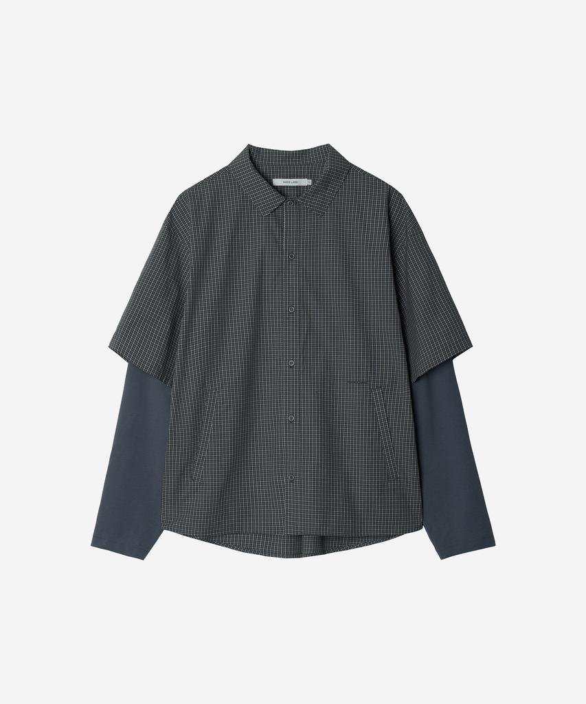 NODE LABS Dev:10 Layered Sleeve Check Shirt_Gray