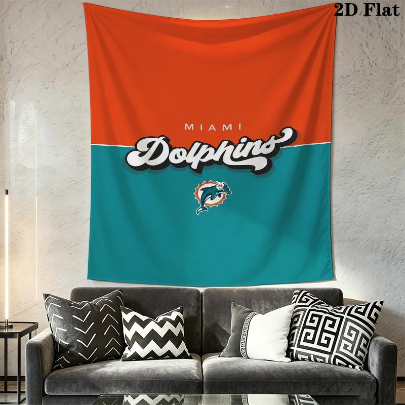 Miami Dolphins Wandteppich Ästhetisches Wandbehang Gedruckter Stoffdecke Dekorative Wandteppiche für Schlafzimmer Wohnzimmer Heimdekoration