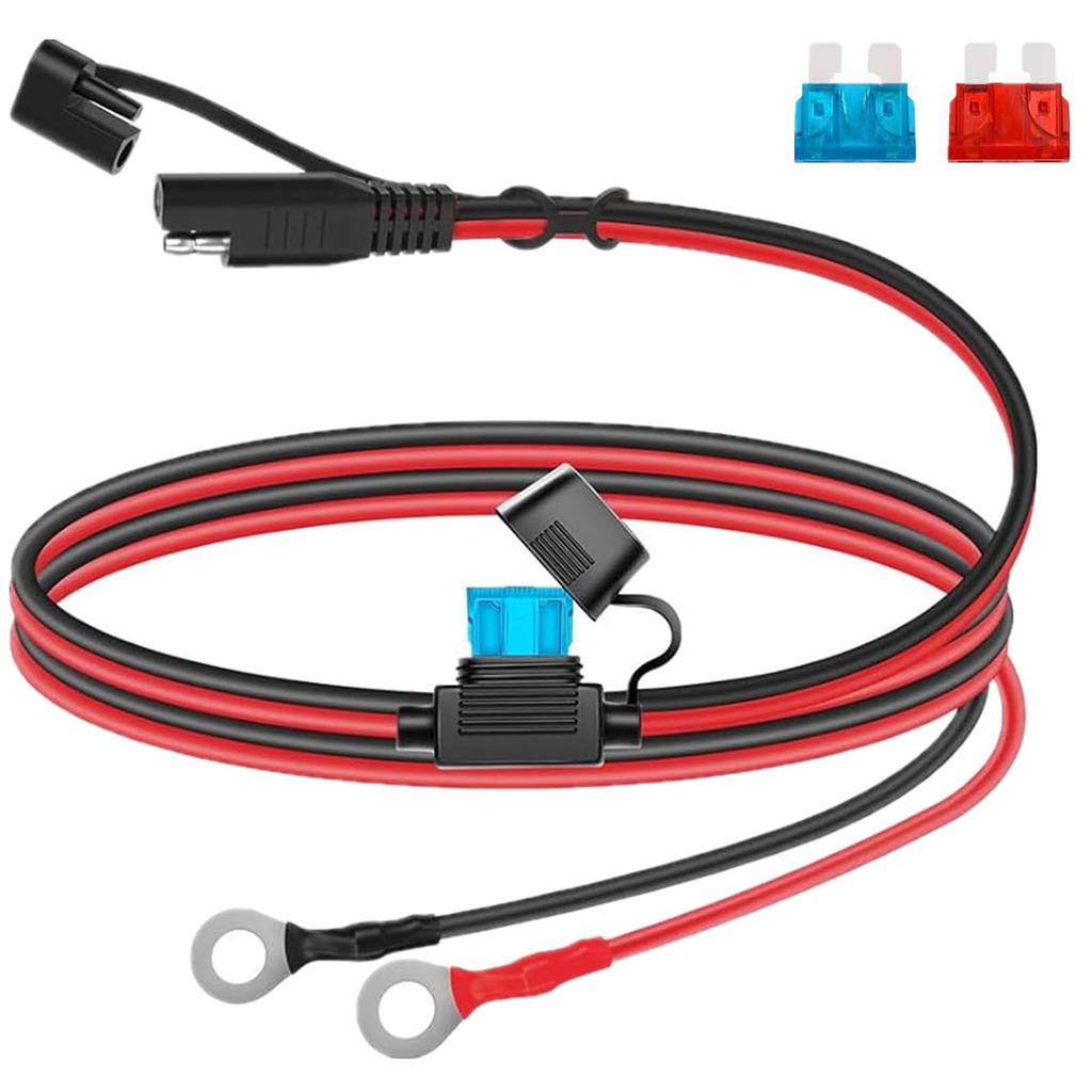 SAE-Stecker, SAE-Ladekabel, Motorradladegerät, Ringklemme, Eingebaute 15A-Sicherung,