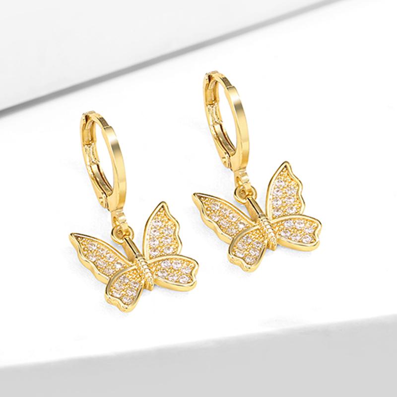 ZAKOL Trendy Butterfly Zirconia Stud Earrings For Women Girls Metal Crystal Ears Accessories Party Birthday Daily Zircon