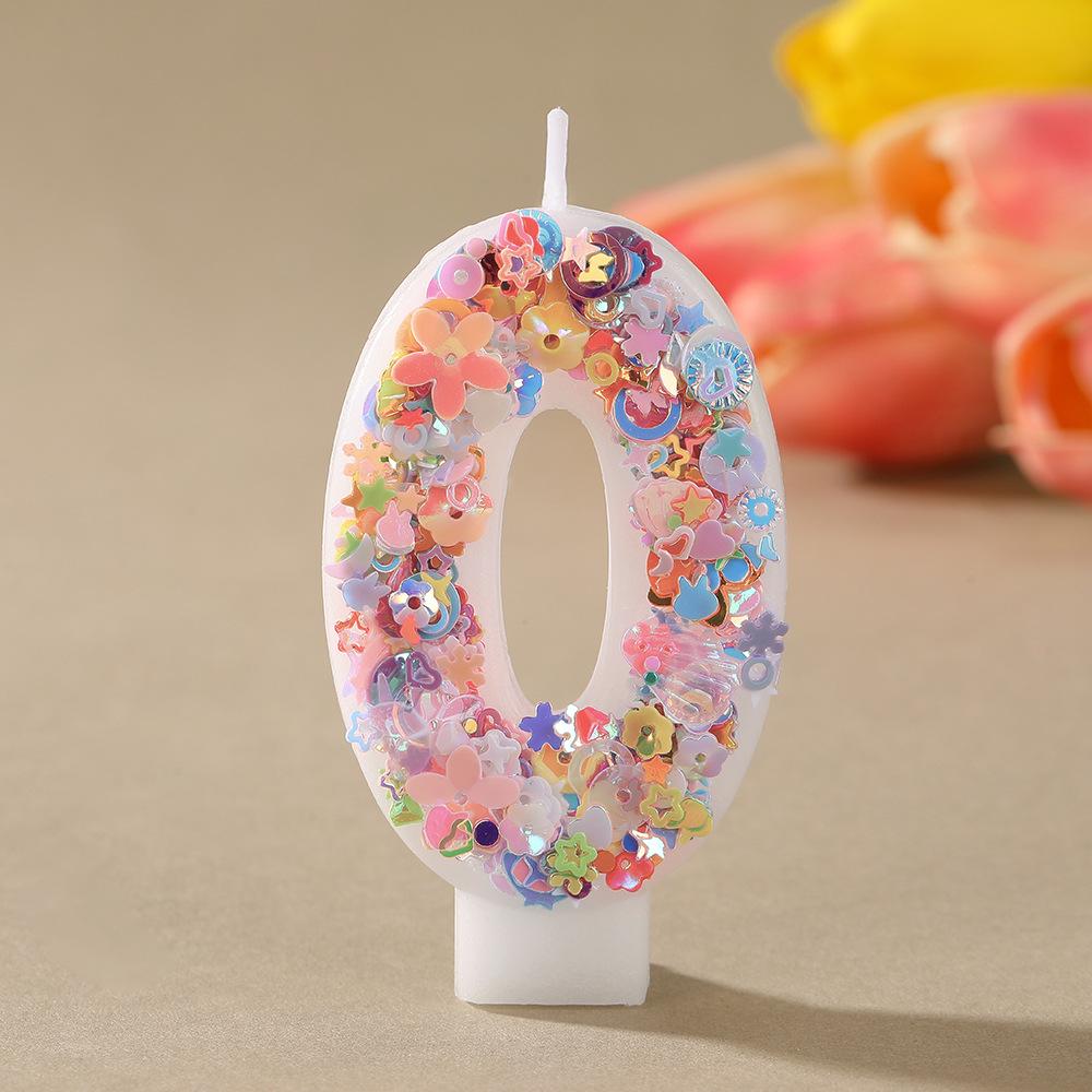 Colorful Sequin Flower Birthday Number Candles – Handmade DIY Cake Decorations