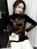 De Rong Elegant Semi-High Neck Long-Sleeve Women’s T-Shirt with Rhinestones - Autumn/Winter Base Layer