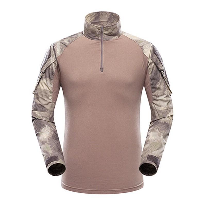 Mens Long Sleeve Tactical Shirt G2 Camo Outdoor Hiking Training Breathable Wear-resistant