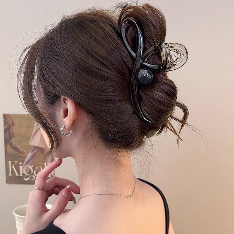 Retro Round Bead Claw Clip For Women Large Hair Volume Shark Clip Hair Clip Temperament Back Head Hair Clip Hair Clip Crab