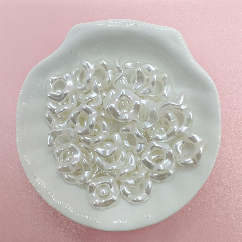 Textured Necklace Bracelet Jewelry Making Pendant ABS Imitation Pearls Butterfly Flower Loose Beads DIY For White Beads