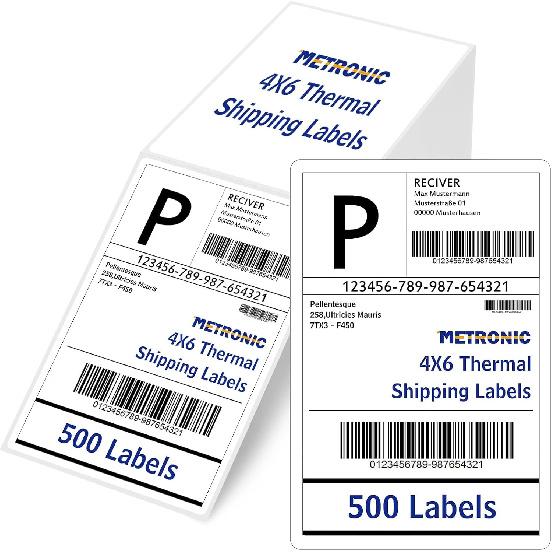 METRONIC Thermal Labels 4x6 200 Labels Fanfold Direct Shipping Label with Perforated and Strong Adhesive Mailing Stickers Paper Thermal Printer