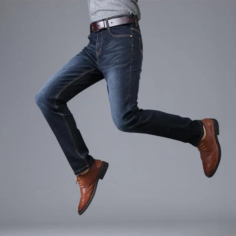 Men's Thin Jeans Loose Fitting Business Middleaged Adult Pants Men's Work Elastic Straight Leg Versatile Work Pants Fashiona