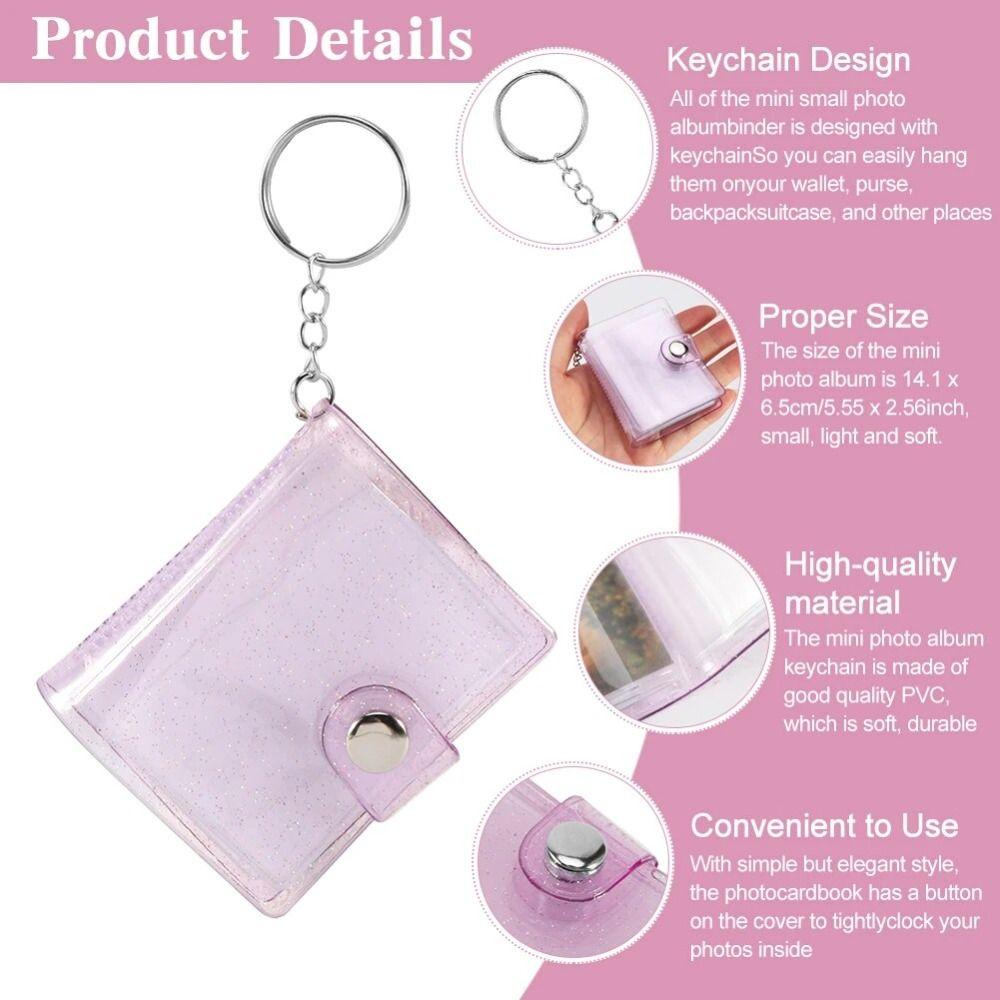 Simple Mini Photo Album With Keychain Portable Pocket Album  Couple Commemoration