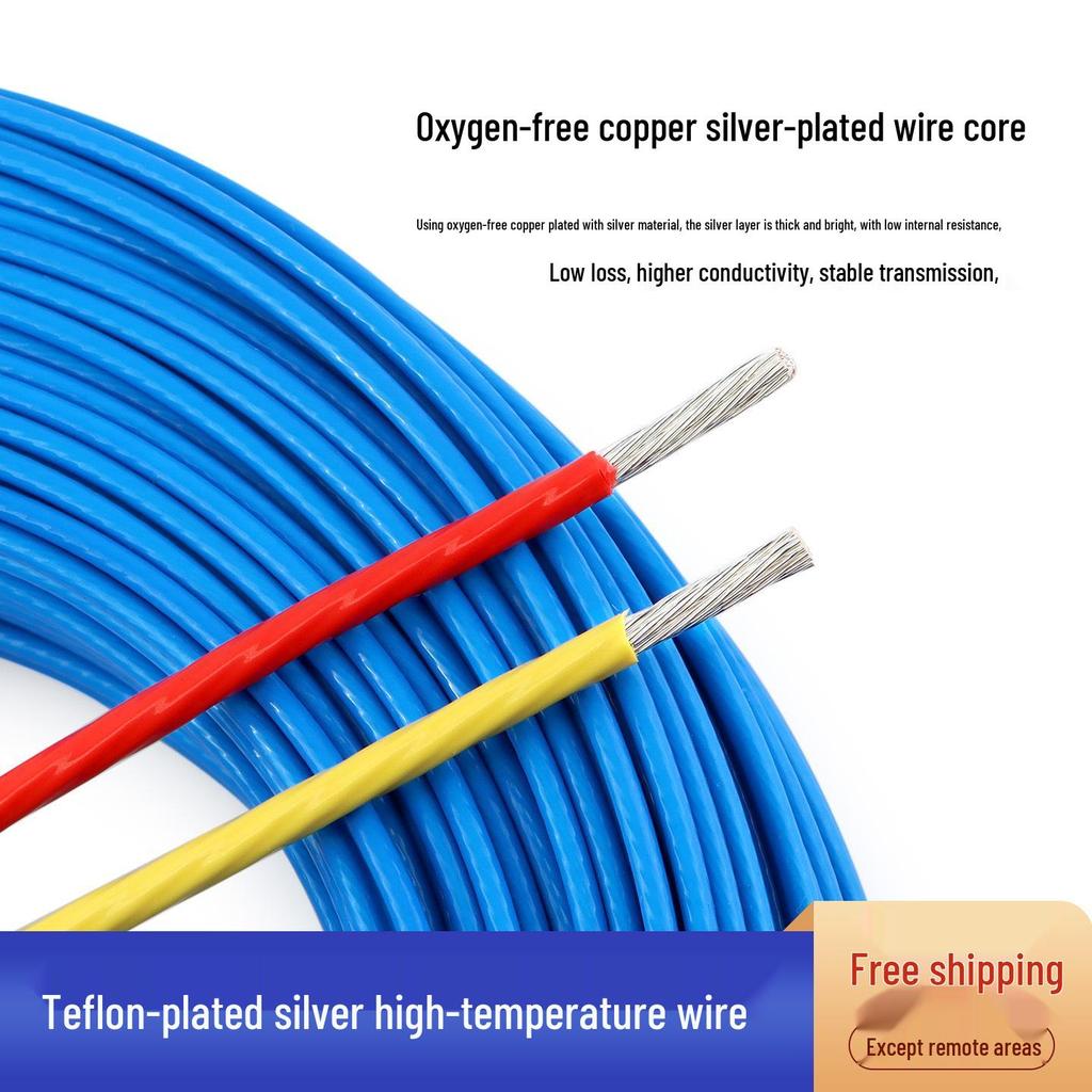 Teflon High-Temp Silver-Plated Wire, 28/30 AWG, 0.12-6 sq mm, Tinned Copper Connection Wire.