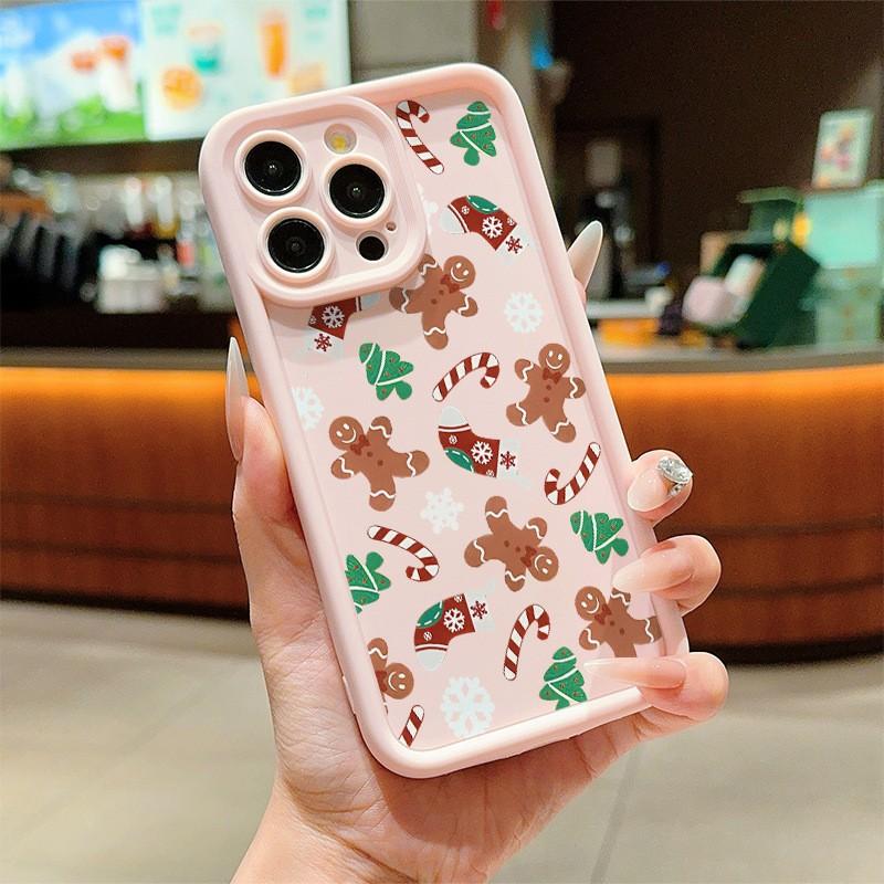 Cartoon Christmas Tree Snowman Phone Case For iPhone 17 Air 16 15 14 Plus 13 12 11 Pro Max 8 7 X Santa Claus Gift Shockproof Folds Texture Soft Cover