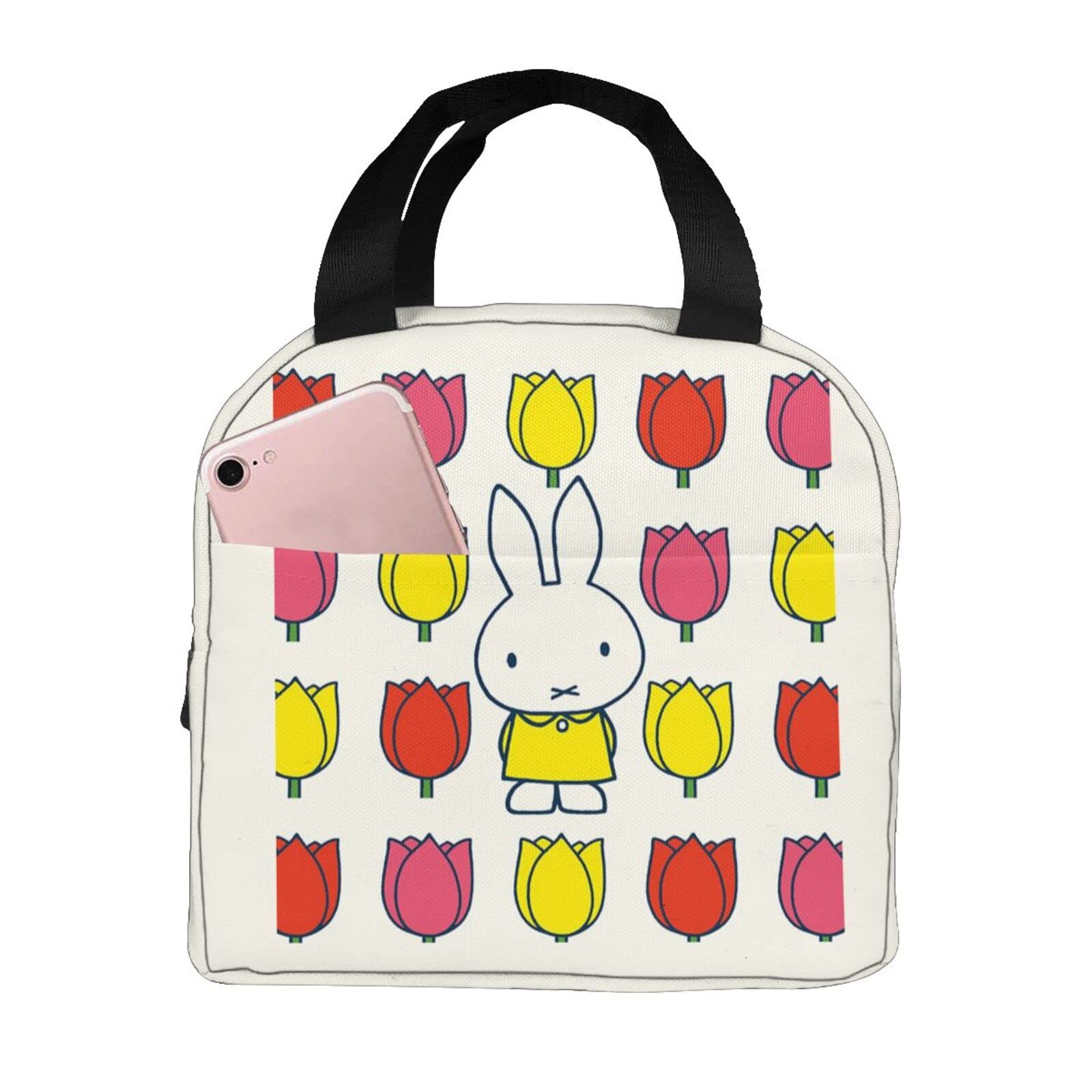 

Ланч-бокс Miffy с термоизолированной застежкой-клипсой и компактный термо-кулер для ланча, мягкий, для и 13 см толщиной x 22 см шириной x 20 см молния, стильный,