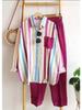 Women's Striped Casual Loose Slimming Set: New Fashionable & Comfortable