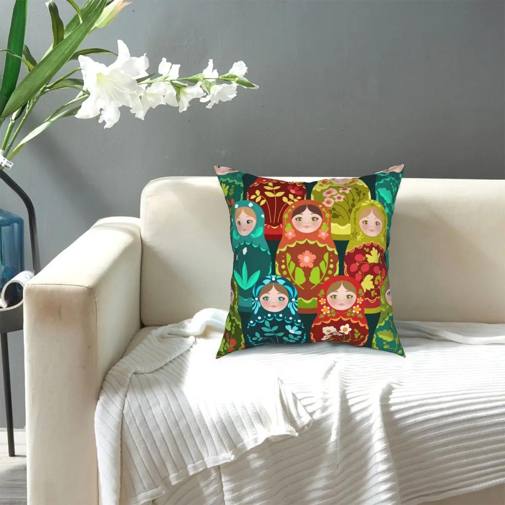 Russia Matryoshka Doll Square Pillow Case Polyester Throw Pillow Creative Cushion Covers