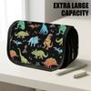 1pc Large Capacity Retro Dinosaur Pencil Case Suitable for School & Office, Thickened Oxford Flip-Top Pouch with Double-Layer Zipper, Multifunctional