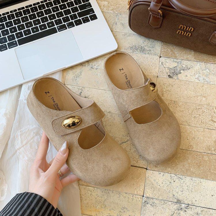 Baotou one foot and half slippers women's summer 2025 new casual little golden bean Birken thick bottom outer wear sandals women