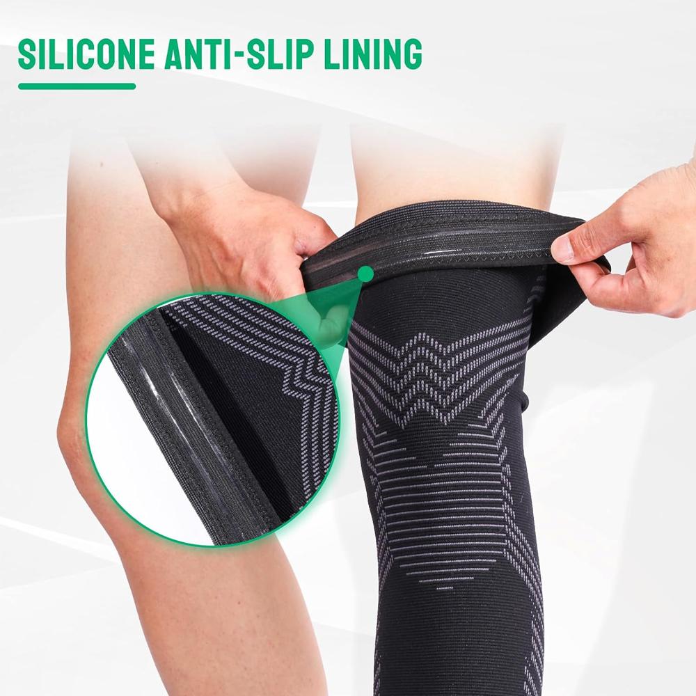 Durable And Safe 1Pcs Copper Compression Leg Sleeve - Long Knee Leg Sleeve For Knee Pain Relief Swelling Arthritis Poor Circulation Runner S