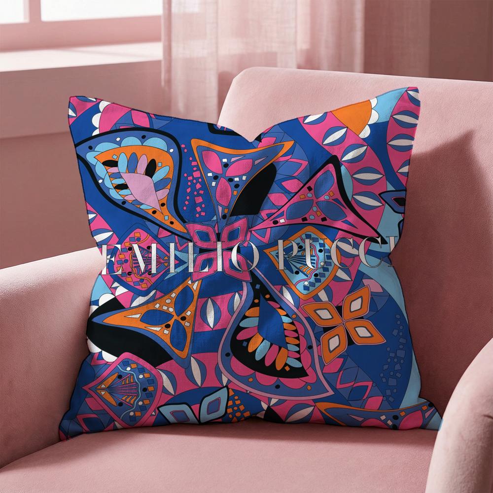 Fashion E-Emilio logo Puccis Cushion Cover Multi-Scene Pillow Cover for Home & Car - Reversible, Soft & Durable for Daily Use
