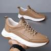 Chaussures de skate homme automne 2025 en cuir respirant - Baskets décontractées à lacets polyvalentes