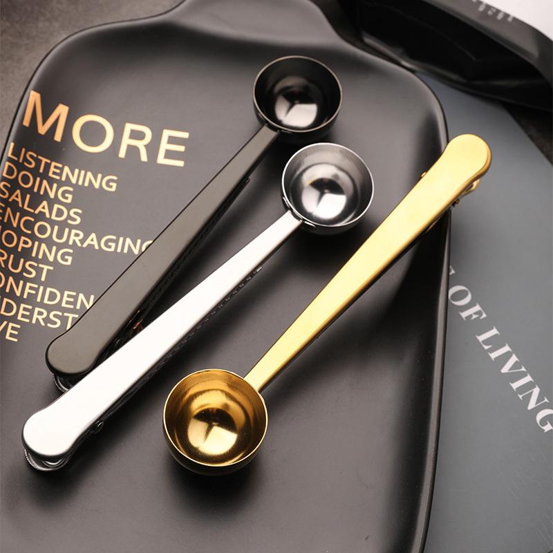 Stainless Steel Coffee Spoon/Sealing Clip Mirror Process Multipurpose Long Handle Measuring Spoon For Milk Powder Instant Drinks