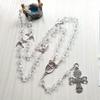 1pc Holy Spirit Dove Medal Rosary Necklace Cross Pendant Crystal Prayer Beads Chain Catholic Church Baptism Communion Jewelry