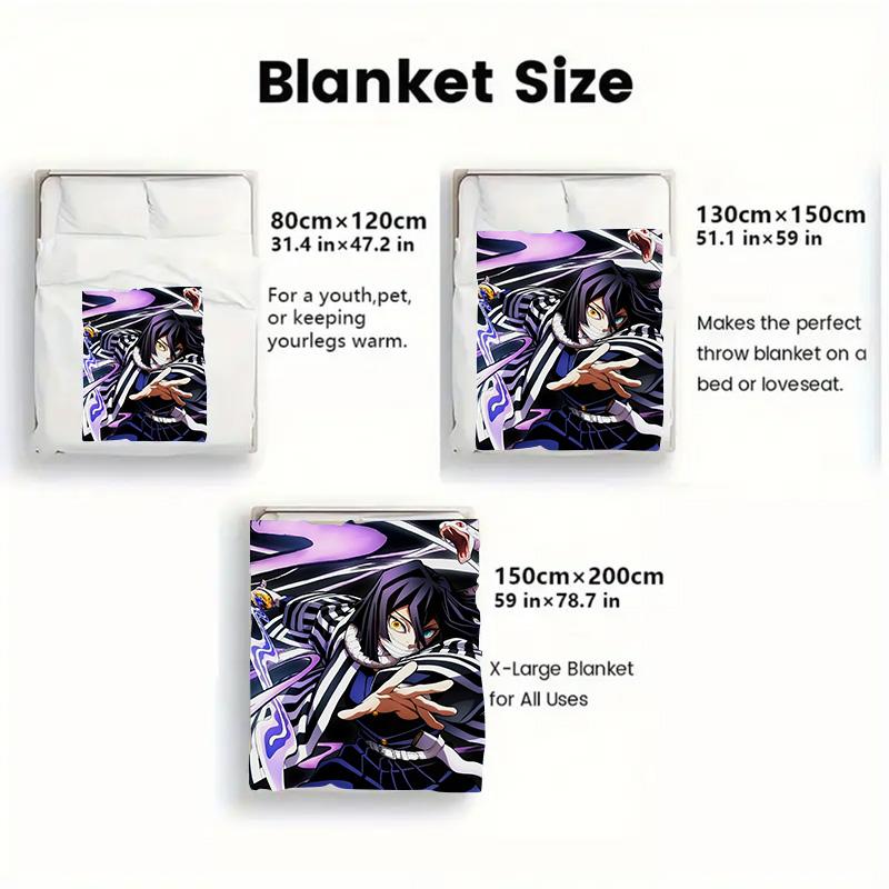 Anime Snake Demon Slayer 2D Flat Pattern Flannel Blanket High quality All Seasons Warmth and Comfort Perfect for Christmas Gifts.MMT0918184