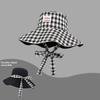 Double-sided Plaid Sunshade Fisherman Hat Summer Outdoor UV Protection Wide Brim Cap Lightweight for Beach Holiday