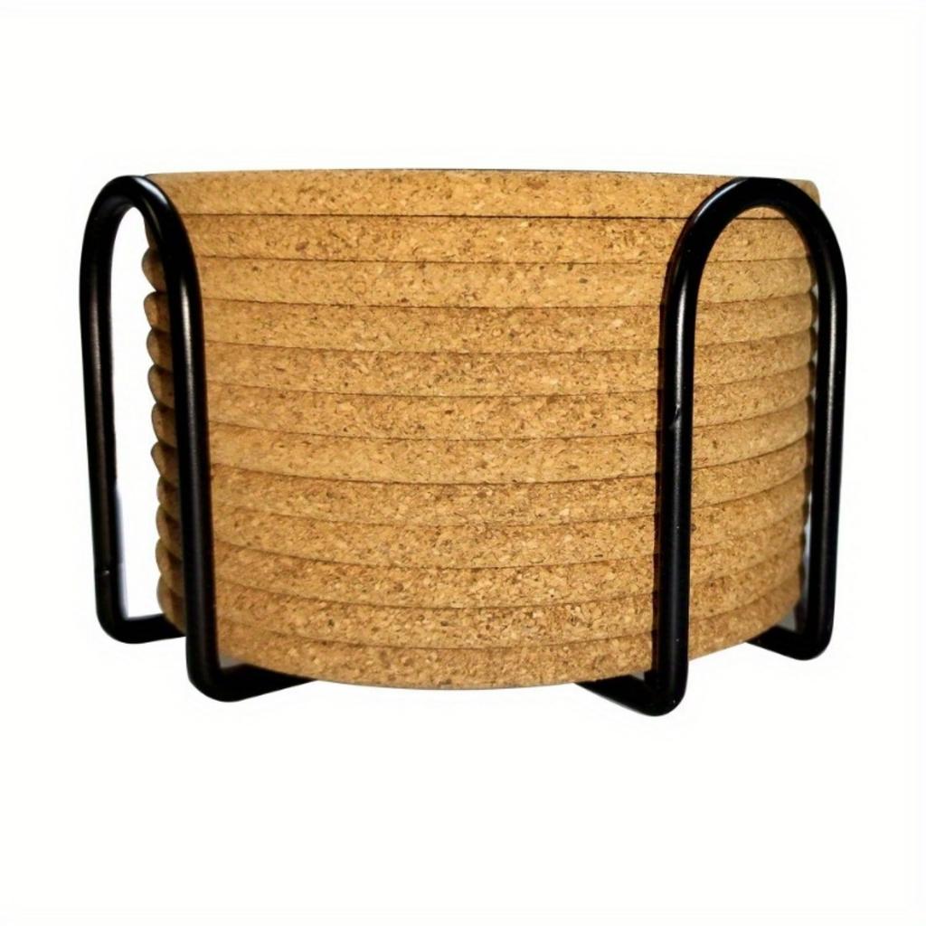 12 Korkuntersetzer mit polierten Kanten, Topfuntersetzer aus Kork, Essmatten, rutschfeste, wasserdichte und wärmeisolierende Tischsets