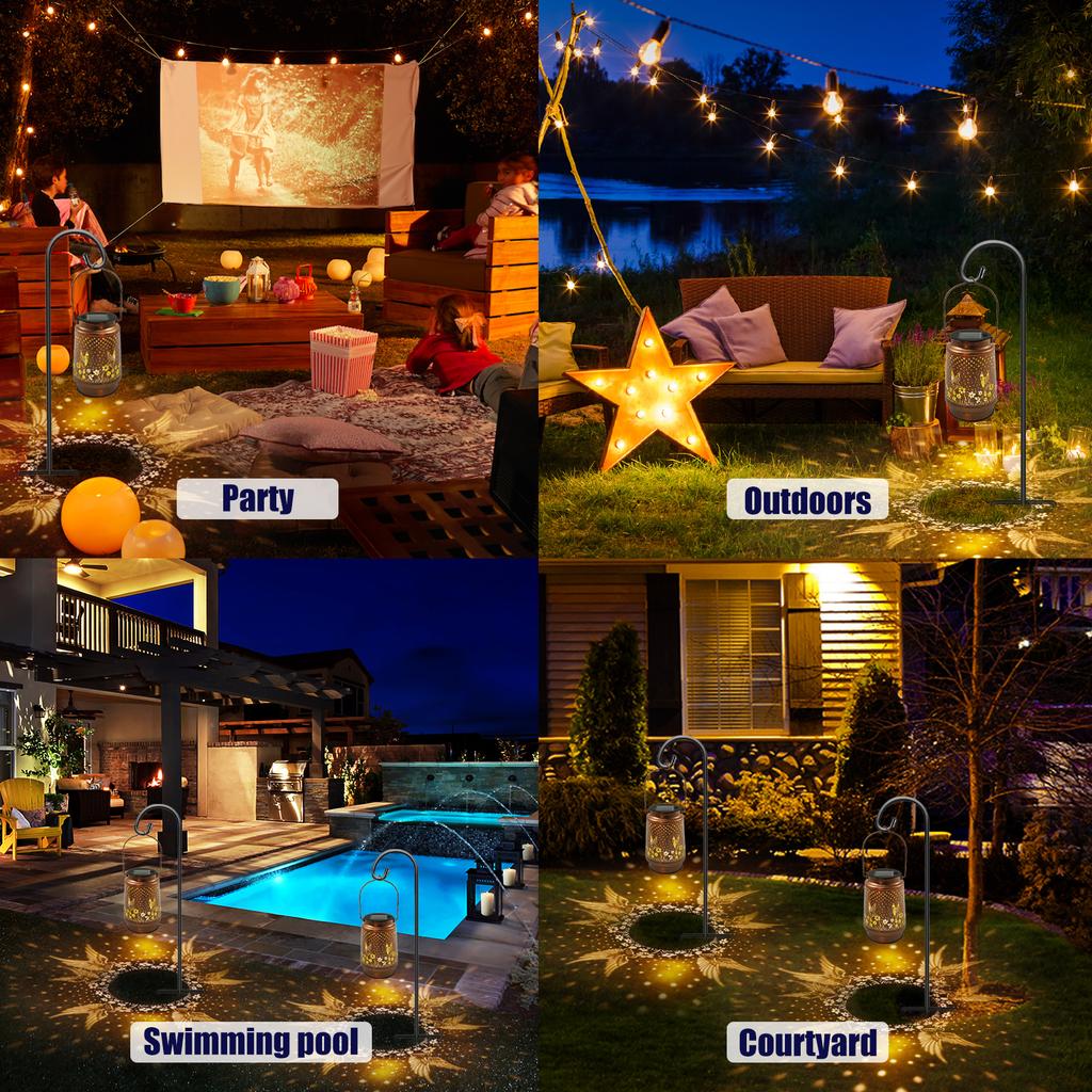 Outdoor Garden Solar Light Metal Hanging Hummingbird Hollow LED Landscape Lanterns Waterproof Lawn Lights for Yard Patio Decor