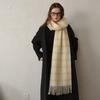 Designer Wool Plaid Scarf Women's Autumn and Winter Increase the Soft and Simple Atmosphere Pink Plaid Scarf Shawl