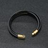 Stainless Steel Braided Leather Bracelet Men'S Titanium Steel Magnet Buckle Leather Rope Leather Bracelet