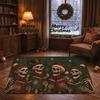 Xmas Merry Christmas Floor Rug Caroling Skeleton Winter Hat Star Print Mat For Living Area Decoration