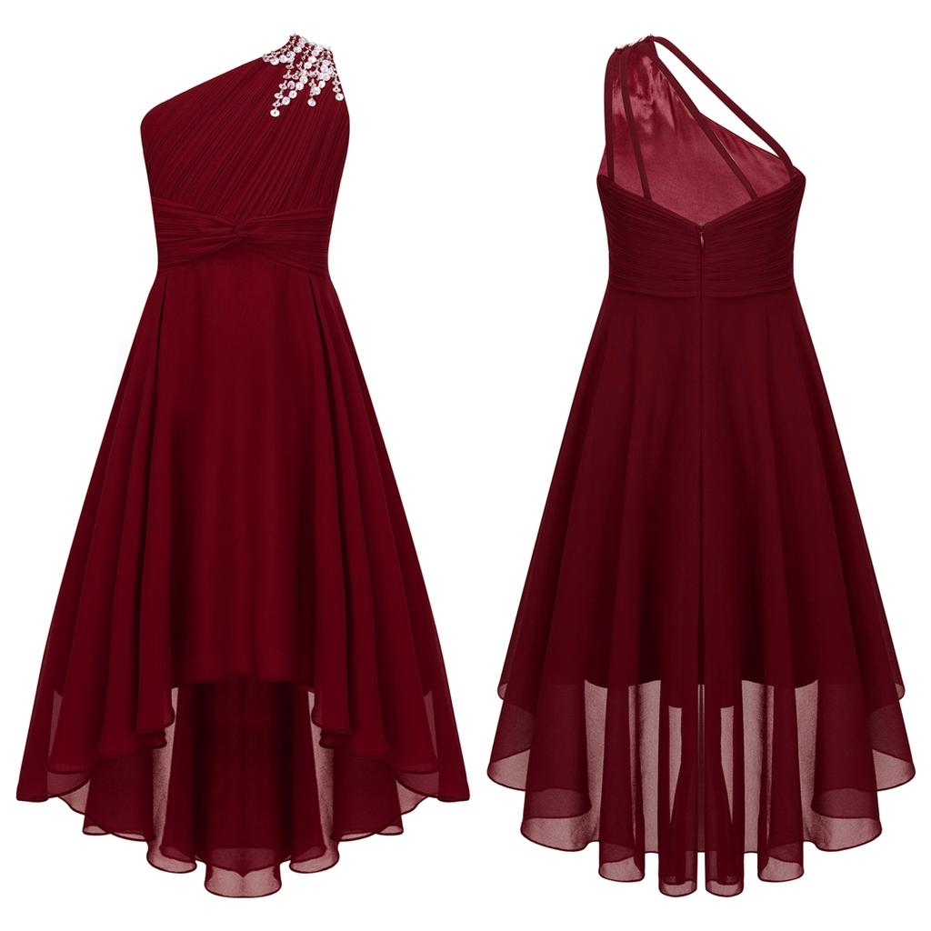 IBAKOM - Abito Lungo Da Bambina, In Pizzo, Con Fiore, Per Matrimonio, Damigella D'onore, Ballo, Serata, Compleanno, Comunione, Festa, Anniversario - Foto 8