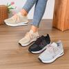Versatile Comfortable Sneakers Fashion Round Toe Knit Breathable Lace-Up Soft Sole Non-Slip Low Top Single