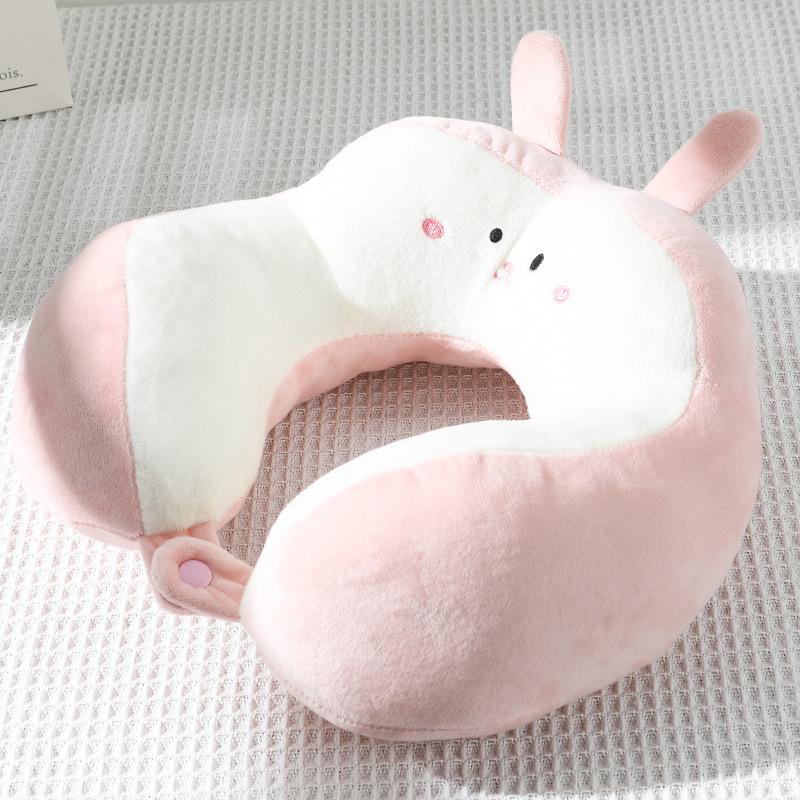 Cartoon U-shaped Neck Support Pillow - Crystal Velvet & PP Cotton
