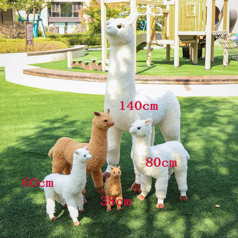 38-80CM Simulation Alpaca Plush Doll Cute Standing Australian Alpacasso Stuffed Soft Llama Toys